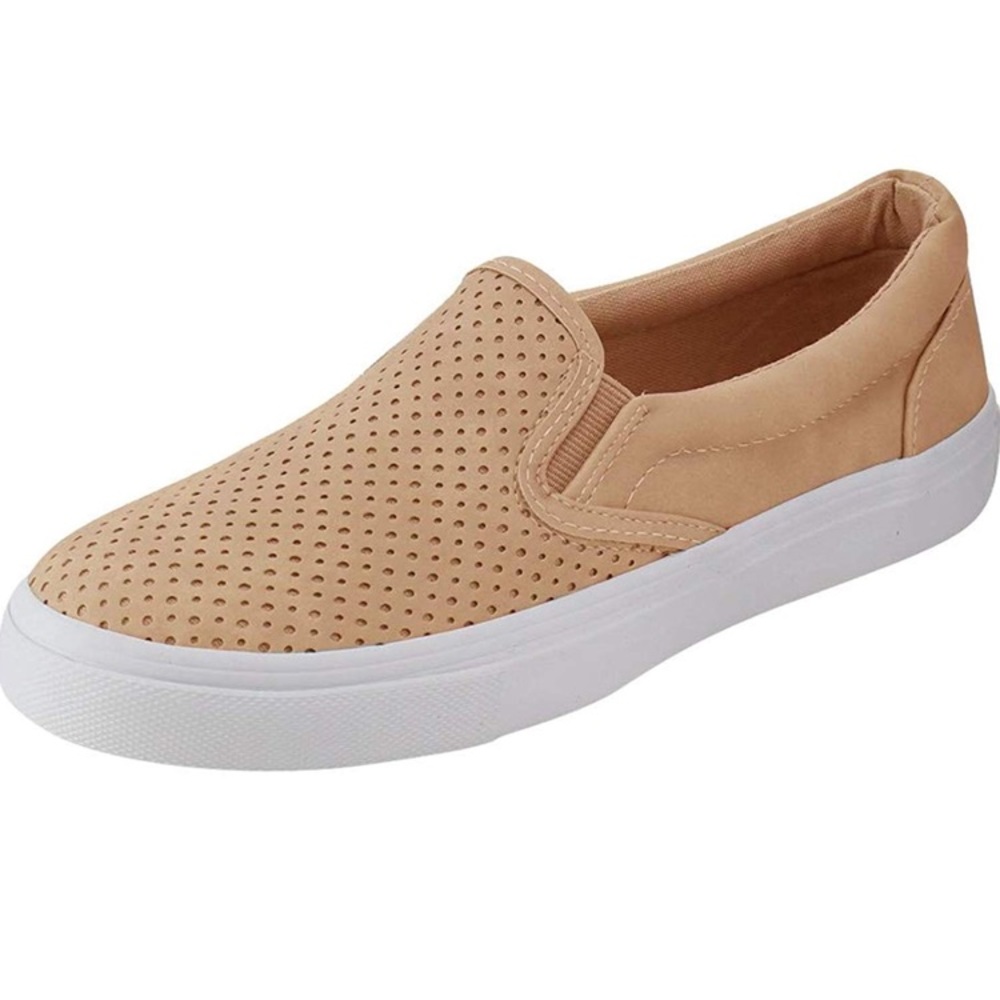 Hollow Loafer Canvas Flats Shoes-Camel - Picture 2 of 7